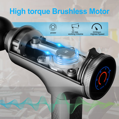 M4 Massage Gun Deep Tissue Percussion Muscle Massager, Super Quiet Muscle Massager Gun for Athletes with 6 Adjustable Speeds and 6 Heads